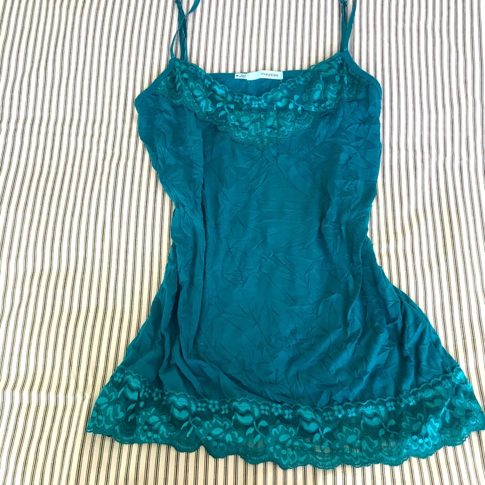 🌟Maurices Teal Lace Crinkle Cami